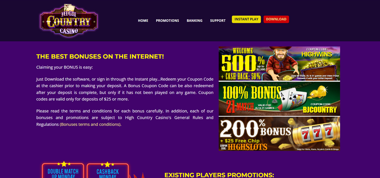 High Country Casino no deposit bonus